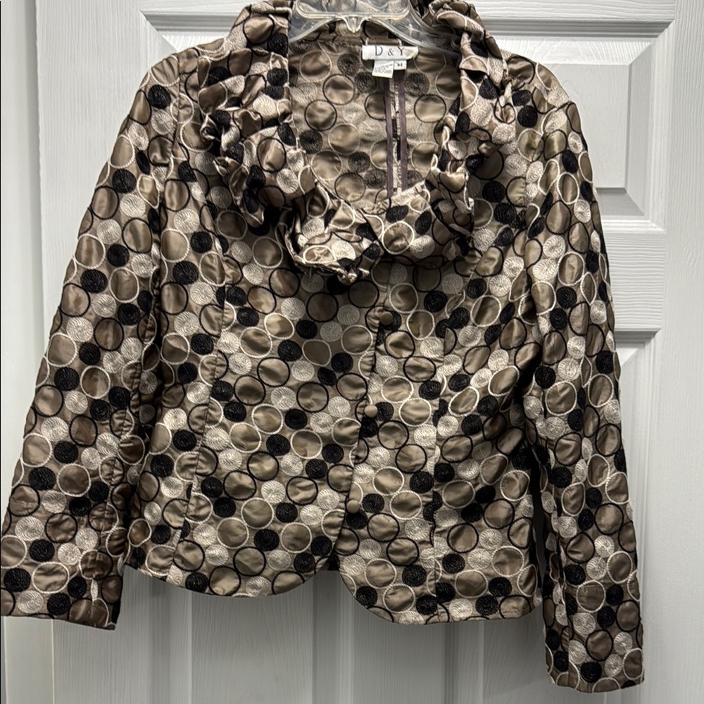 D&Y Black and Cream Blazer with Floral Pattern